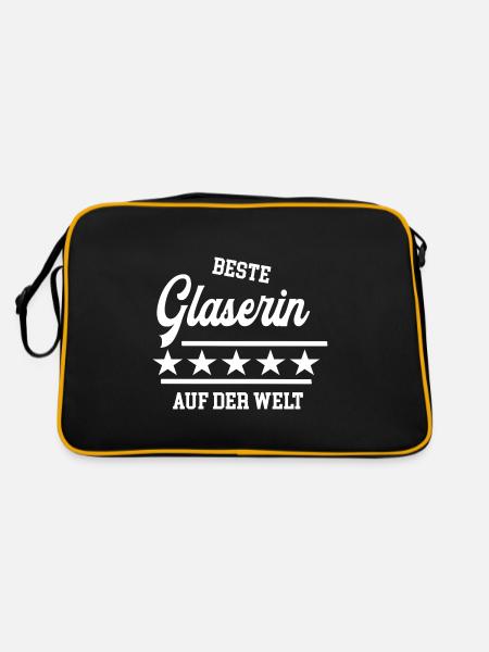 Beste Glaserin Weltbeste Glasbauerin Glaserei - Retro Tasche - Schwarz/Gold - Hinten