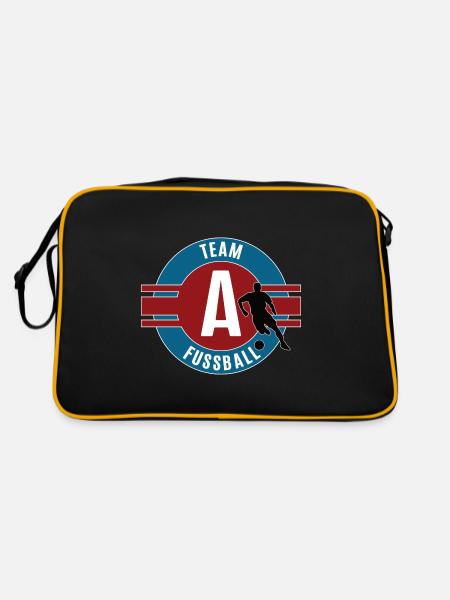 Fussball Team Mannschaft Spieler Fussballer Spiel - Retro Tasche - Schwarz/Gold - Hinten