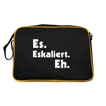 Es. Eskaliert. Eh. - Retro Tasche - Schwarz/Gold - Hinten