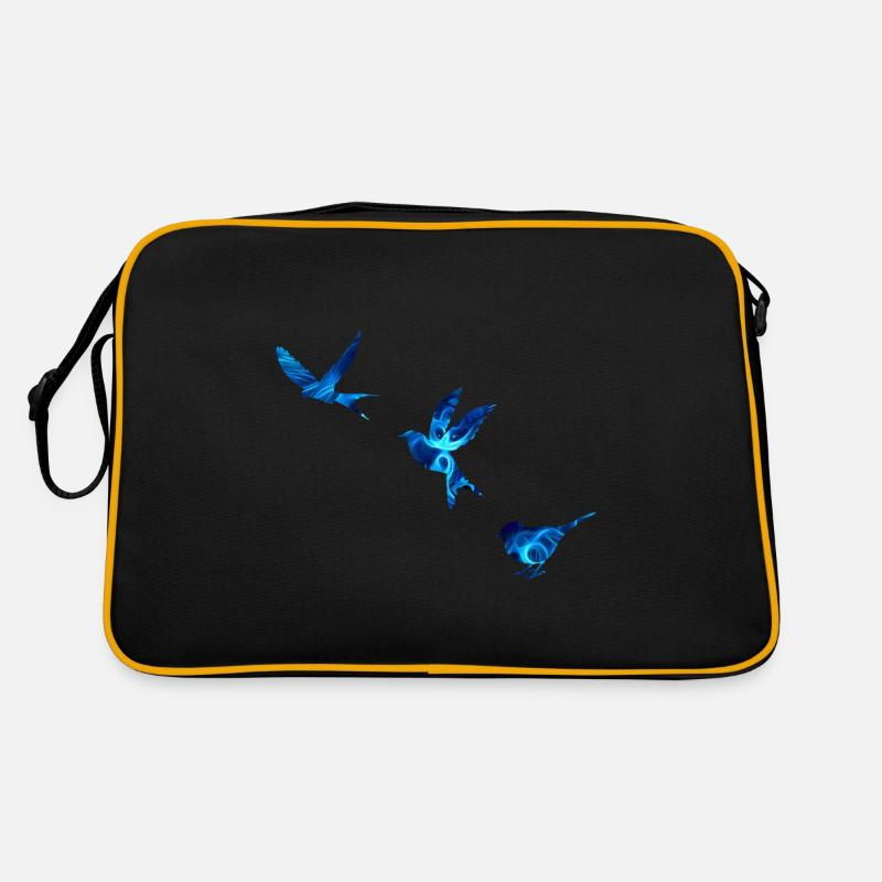 Blaue Vögel - Retro Tasche - Schwarz/Gold