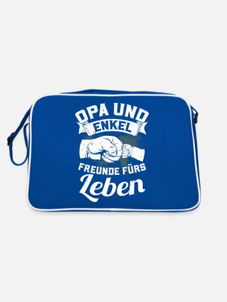 Grand-père et petits-enfants - amis pour la vie - Sac Retro - bleu/blanc - Dos