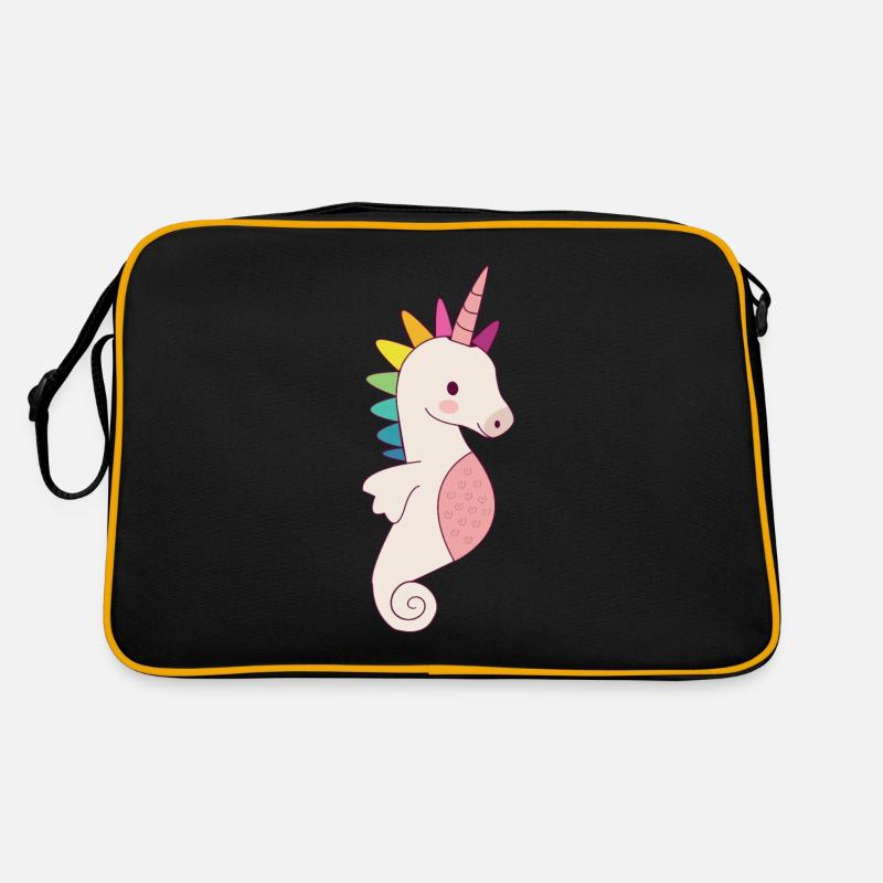 Einhorn Seepferdchen Regenbogen süß Geschenk Retro Tasche