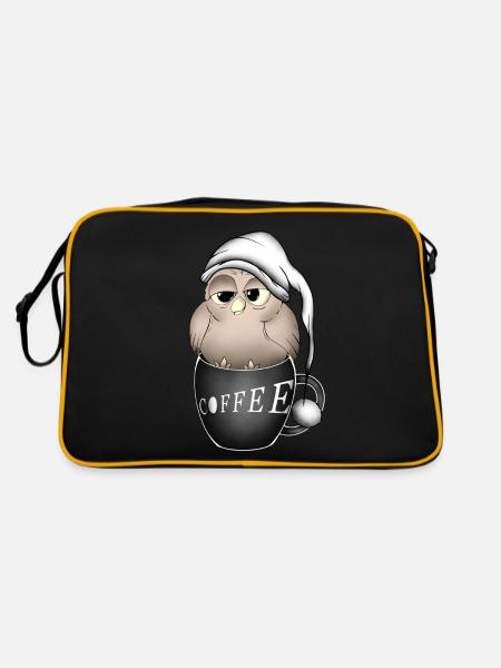 Eule - Retro Tasche - Schwarz/Gold - Hinten