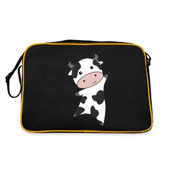 Vache veau bébé vaches taches de vache doux animaux pour enfant - Sac Retro - noir/or - Dos