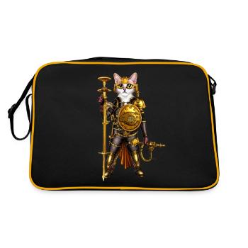 Chat d’anime avec casque, épée longue - Sac Retro - noir/or - Dos