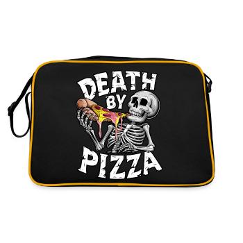 Squelette humoristique mangeant de la pizza Conception graphique - Sac Retro - noir/or - Dos