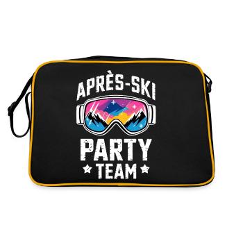 Apres Ski Party Team Skiing Funny Wintersport - Retro Tasche - Schwarz/Gold - Hinten