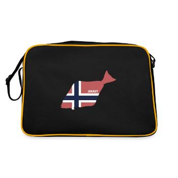 Heilbutt Norwegen - Angeln - Retro Tasche - Schwarz/Gold - Hinten