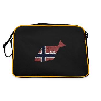 Heilbutt - Angeln in Norwegen - Retro Tasche - Schwarz/Gold - Hinten