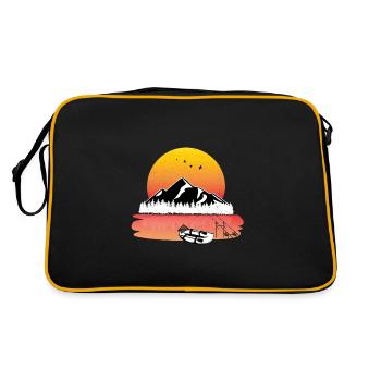 Angeln Sonnenuntergang Rod Pod - Retro Tasche - Schwarz/Gold - Hinten