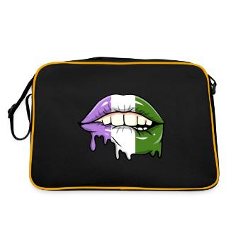 Dripping Genderqueer Lips Genderqueer - Retro Bag - black/gold - Back