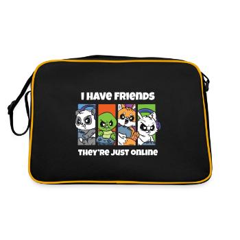 Ich habe Freunde, sie sind nur Online-Gamer Witz - Retro Tasche - Schwarz/Gold - Hinten