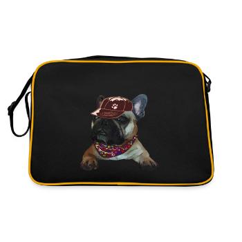 Français Bulldog, Frenchie, Bully, Cadeau - Sac Retro - noir/or - Dos