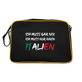 Ich muss gar nix ich muss nur nach ITALIEN - Retro Tasche - Schwarz/Gold - Hinten