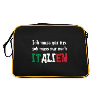 Ich muss gar nix ich muss nur nach ITALIEN - Retro Tasche - Schwarz/Gold - Hinten