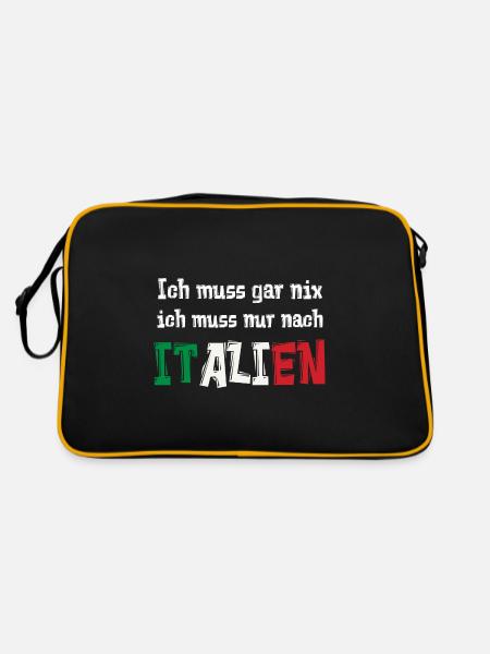 Ich muss gar nix ich muss nur nach ITALIEN - Retro Tasche - Schwarz/Gold - Hinten