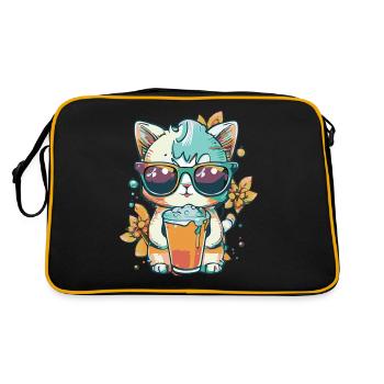 Fraîcheur estivale : chat avec lunettes de soleil - Sac Retro - noir/or - Dos