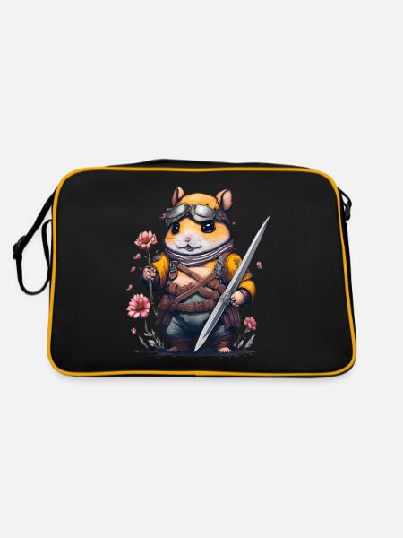 Combat de fleurs de hamster ninja - Sac Retro - noir/or - Dos