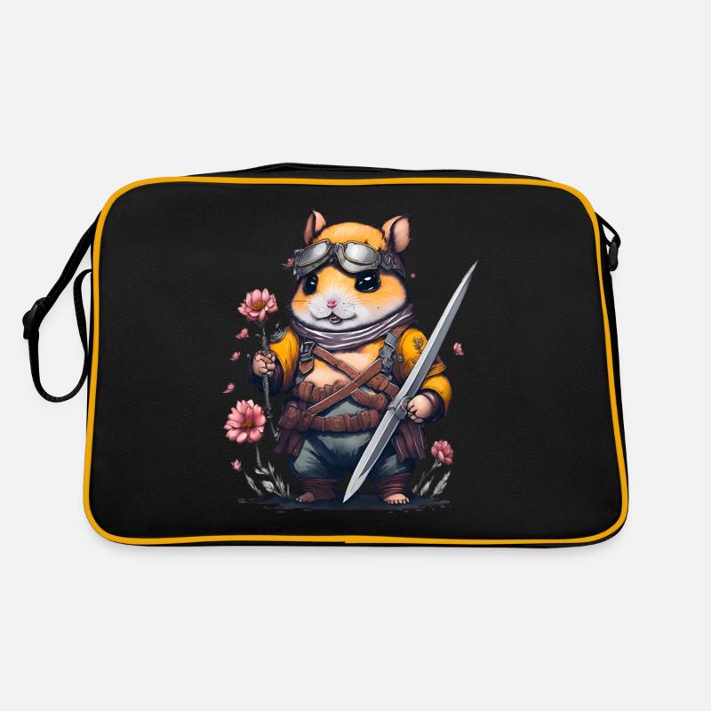 Ninja Hamster Blumenkampf Retro Tasche