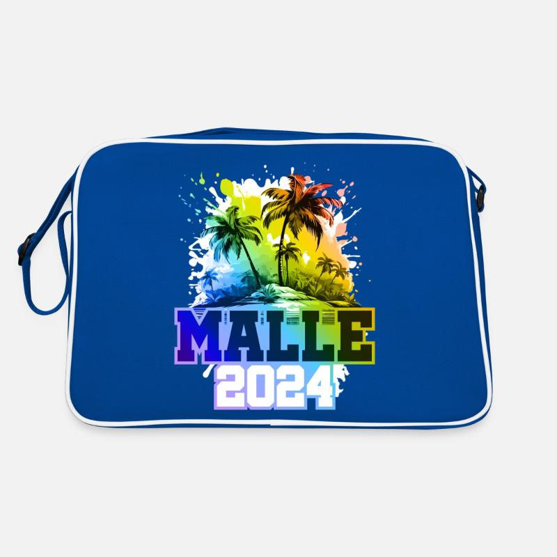 Malle 2024 Urlaub Palmen Bunt Retro Tasche