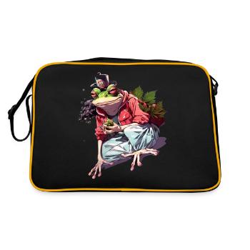Frogs 'n' Hops: Ribbiting Brew Tee - Retro Tasche - Schwarz/Gold - Hinten
