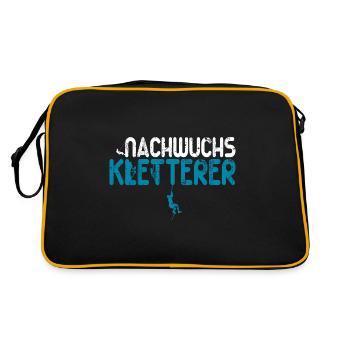 Nachwuchs Kletterer Klettern Baby Jungen Kinder - Retro Tasche - Schwarz/Gold - Hinten