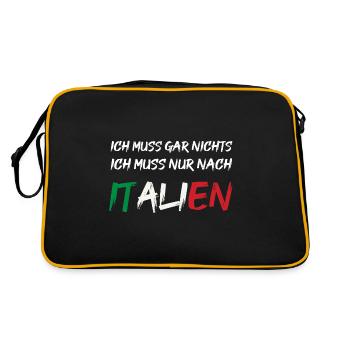 Ich muss gar nichts ich muss nur nach ITALIEN - Retro Tasche - Schwarz/Gold - Hinten
