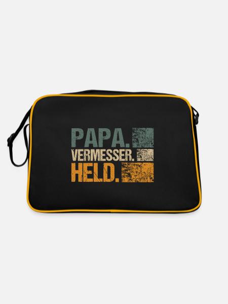 Vermesser Geometer Papa Held Geschenkidee - Retro Tasche - Schwarz/Gold - Hinten