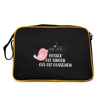 Chor Singen Geschenk Sängerin Sprüche Lustig - Retro Tasche - Schwarz/Gold - Hinten