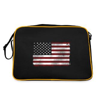 Amerikanische Flagge - Retro Tasche - Schwarz/Gold - Hinten