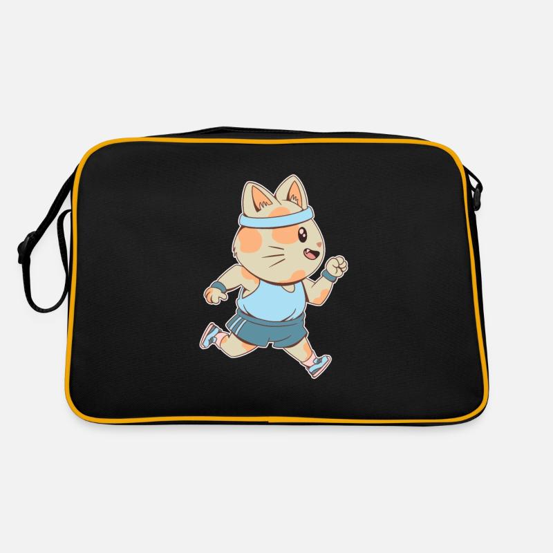 Jogging Cartoon Katze mit Jogging Kleidung Retro Tasche