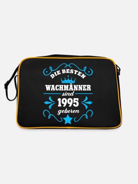 Wachmann Geburtstag 1995 Jahrgang Wachmänner Geb - Retro Tasche - Schwarz/Gold - Hinten