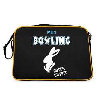 Bowling Oster Outfit Ostergeschenk Bowlen - Retro Tasche - Schwarz/Gold - Hinten