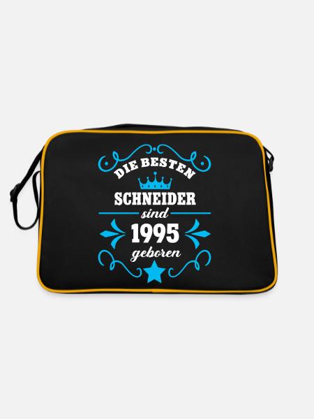 Schneider Geburtstag Geboren 1995 Kollegen Geb - Retro Tasche - Schwarz/Gold - Hinten