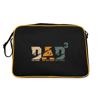 Papa 3 Kinder Drillinge Der Mann Die Legende - Retro Tasche - Schwarz/Gold - Hinten