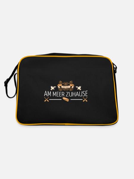 Am Meer Zuhause - Ostsee - Retro Tasche - Schwarz/Gold - Hinten
