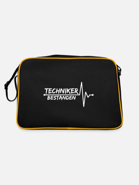 Techniker Abschluss Prüfung bestanden Meister - Retro Tasche - Schwarz/Gold - Hinten