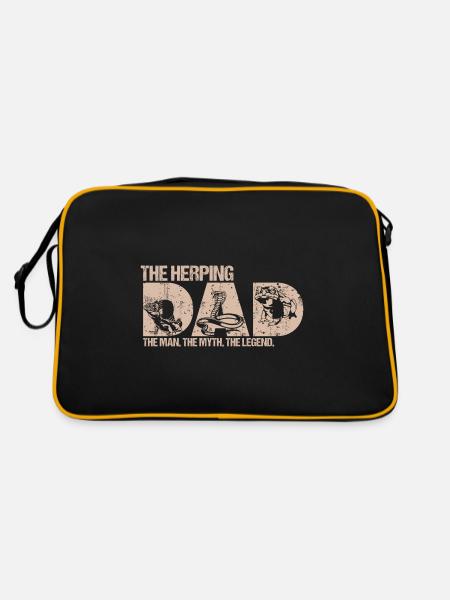 Herping Herpétologie Herpétologiste Papa Homme Disant - Sac Retro - noir/or - Dos