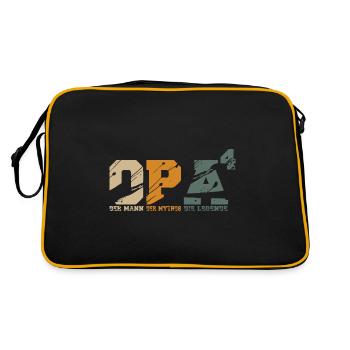 Opa hoch 4 werdender vierfacher vier Enkel - Retro Tasche - Schwarz/Gold - Hinten