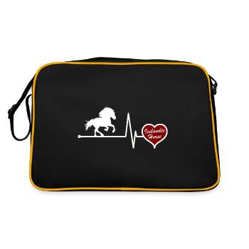 Icelandic horse Tölt heartbeat gift idea - Retro Bag - black/gold - Back
