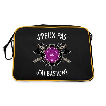 J'peux pas j'ai baston ! - Sac Retro - noir/or - Dos