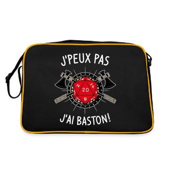 J'peux pas j'ai baston ! - Sac Retro - noir/or - Dos