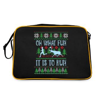 Oh, was für ein Spaß es ist zu laufen - hässlicher Pullover läuft 5k - Retro Tasche - Schwarz/Gold - Hinten