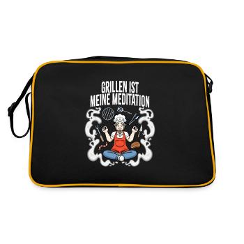 Grillen Ist Meine Meditation Griller - Retro Tasche - Schwarz/Gold - Hinten
