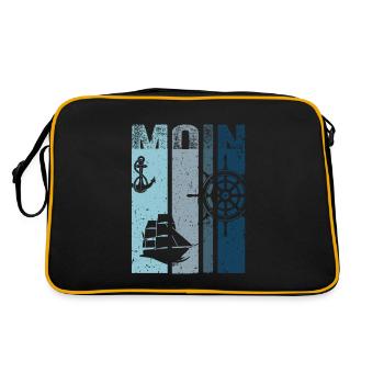 Segler Segeln Moin Steuerrad Segelschiff Segeln - Retro Tasche - Schwarz/Gold - Hinten