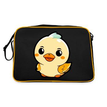 Süße kleine Ente Kinderdesign - Retro Tasche - Schwarz/Gold - Hinten