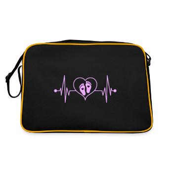 Mother Becoming Pregnant Girl Pink Heartbeat - Retro Bag - black/gold - Back