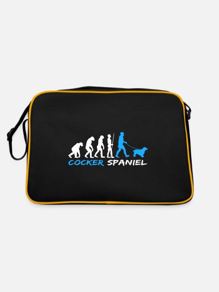 English Cocker Spaniel Dog Owner Evolution - Retro Bag - black/gold - Back
