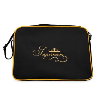 Supermom beste Mama - Retro Tasche - Schwarz/Gold - Hinten