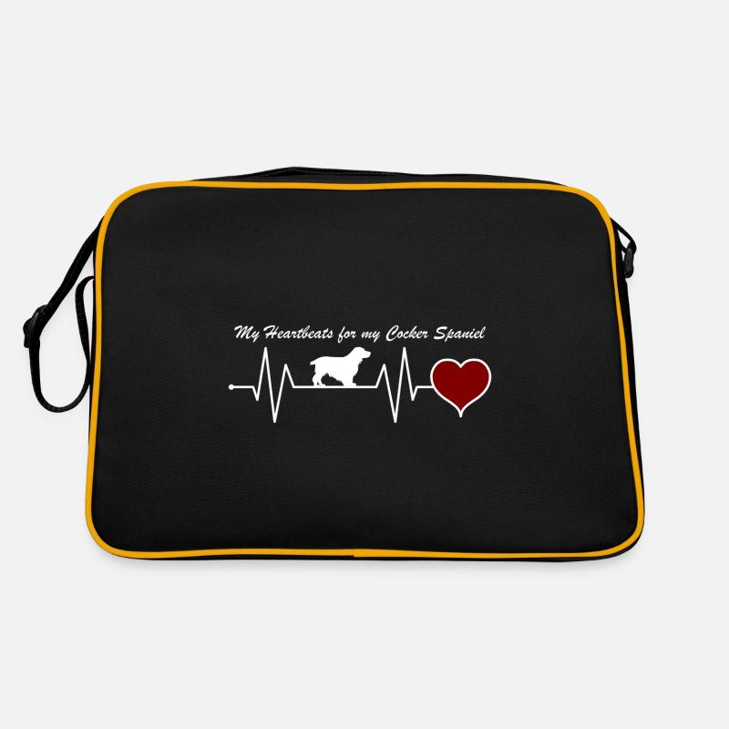 Englischer Cocker Spaniel Herzschlag mit Spruch Retro Tasche